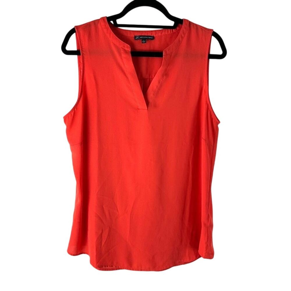 Adrianna Papell Orange Blouse Womens Large V Neck Sleeveless Career Top summer